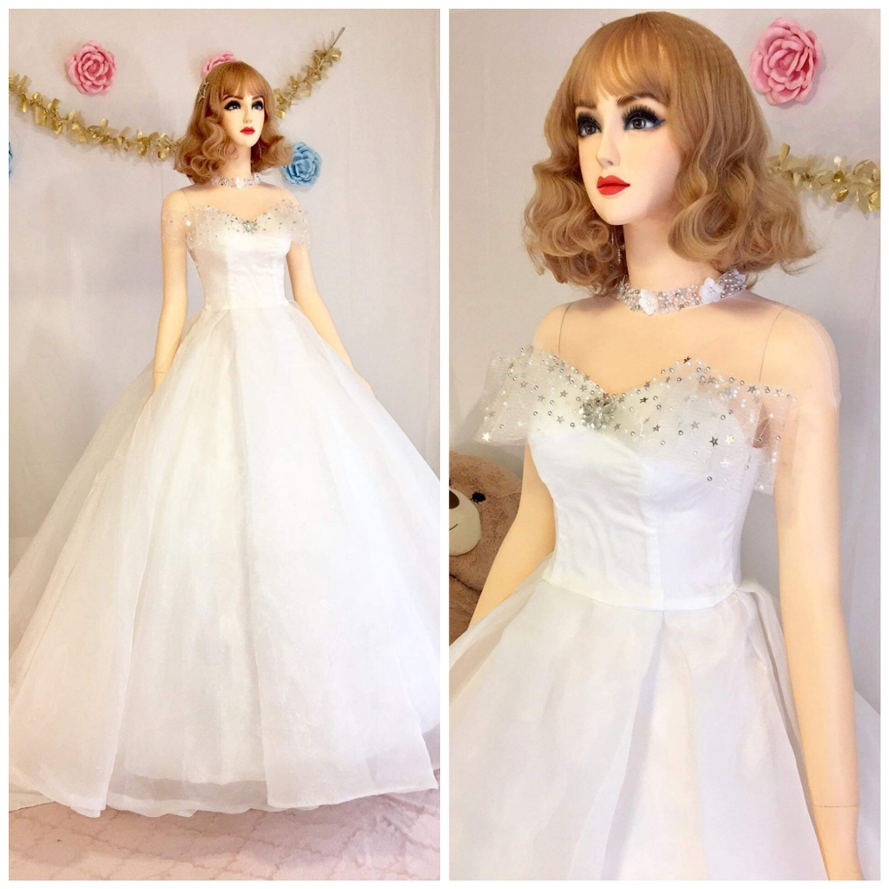 High Neck Bow White Gown